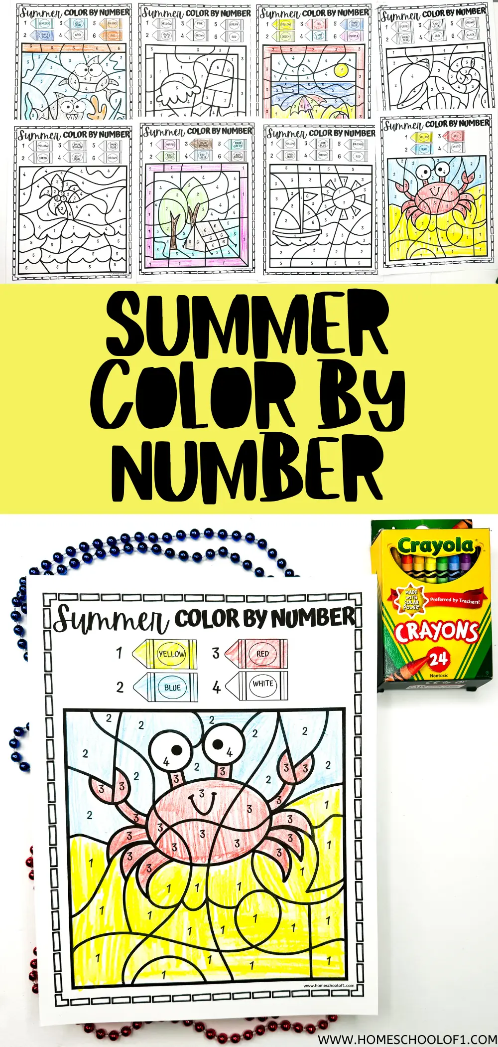 summer color by number worksheets