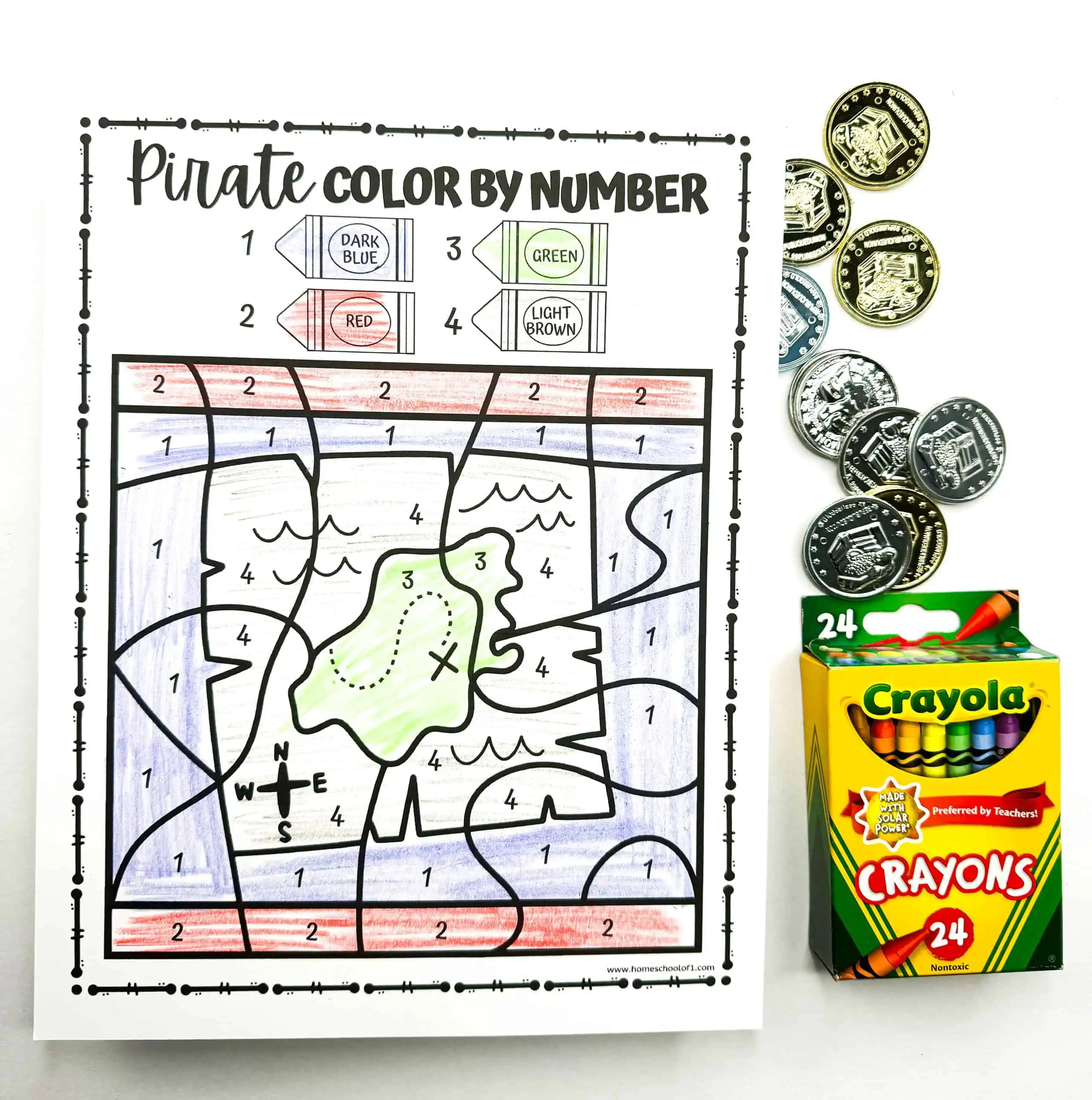 Color by number treasure map