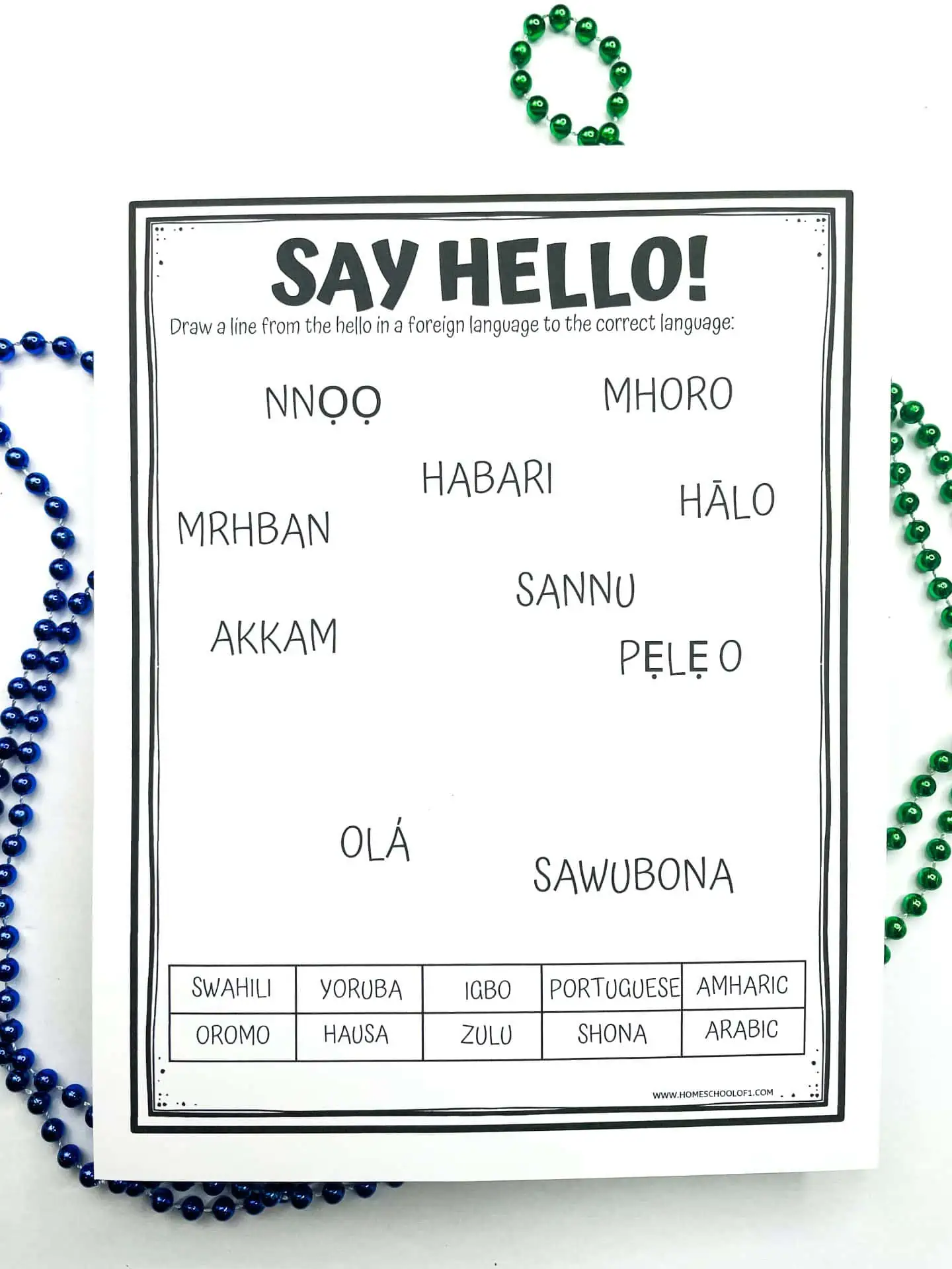 AFRICA LANGUAGES WORKSHEET