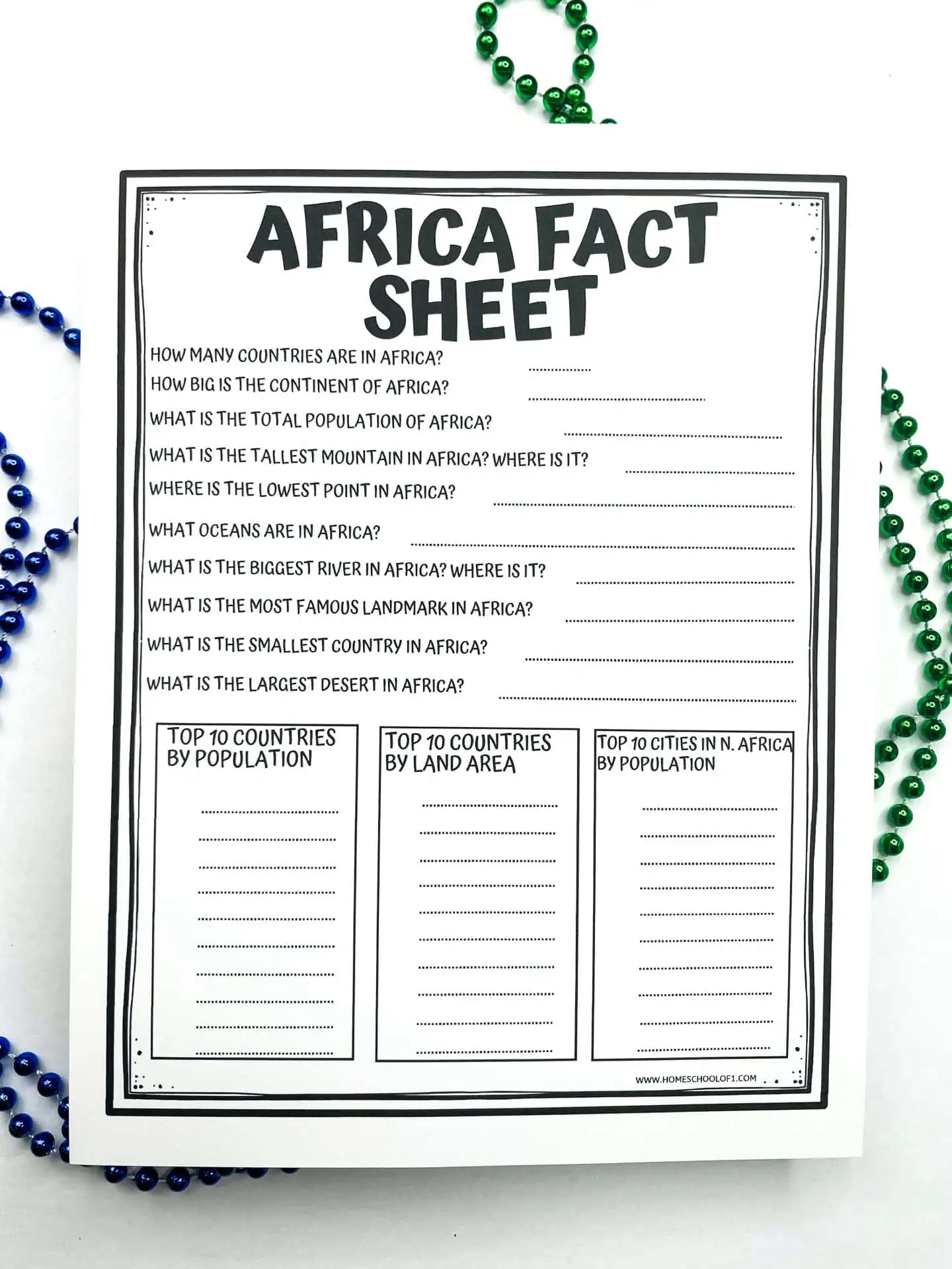 7 Free Africa Worksheets for Middle School (Geography Printables)