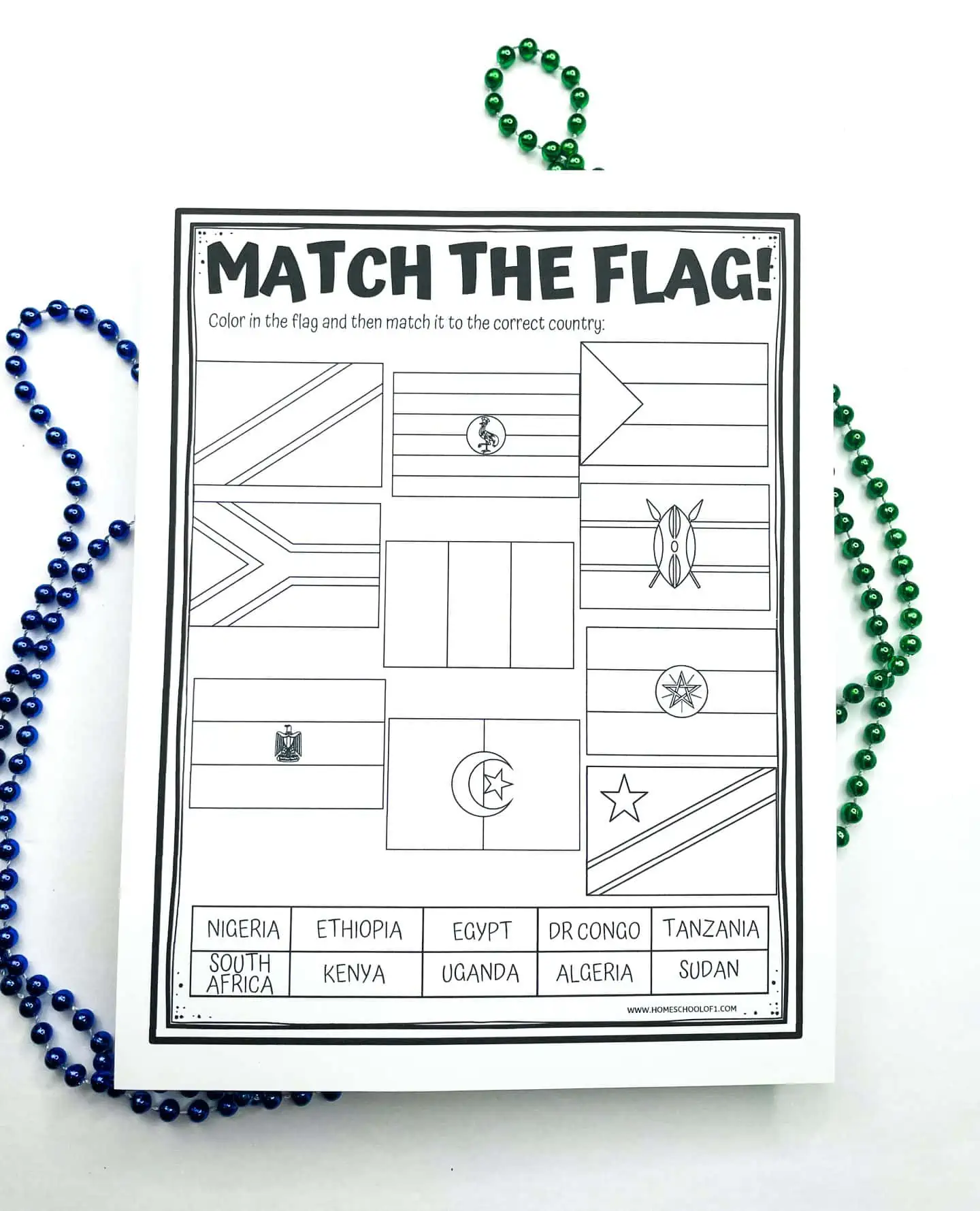 AFRICAN FLAG WORKSHEETS