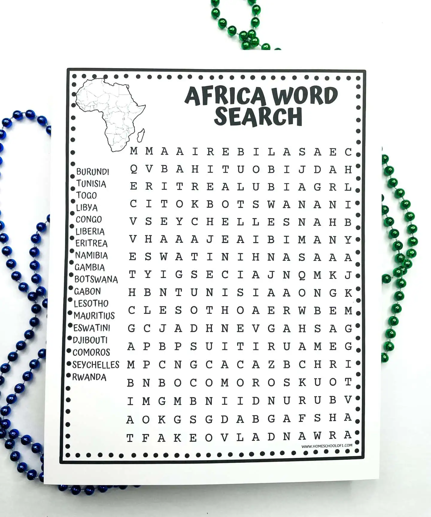 AFRICA WORD SEARCH PRINTABLE