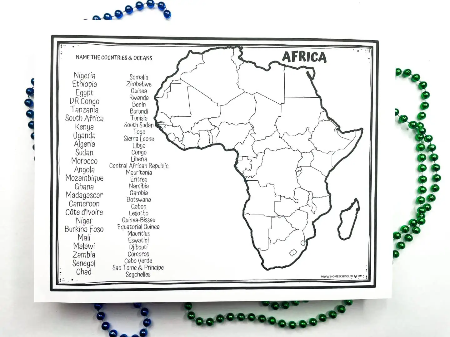 AFRICA MAP WORKSHEETS