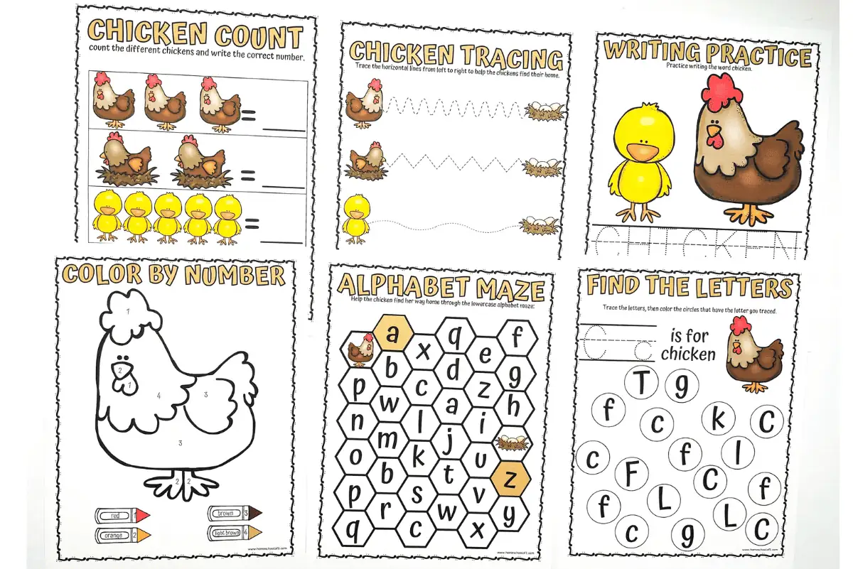 chicken worksheets