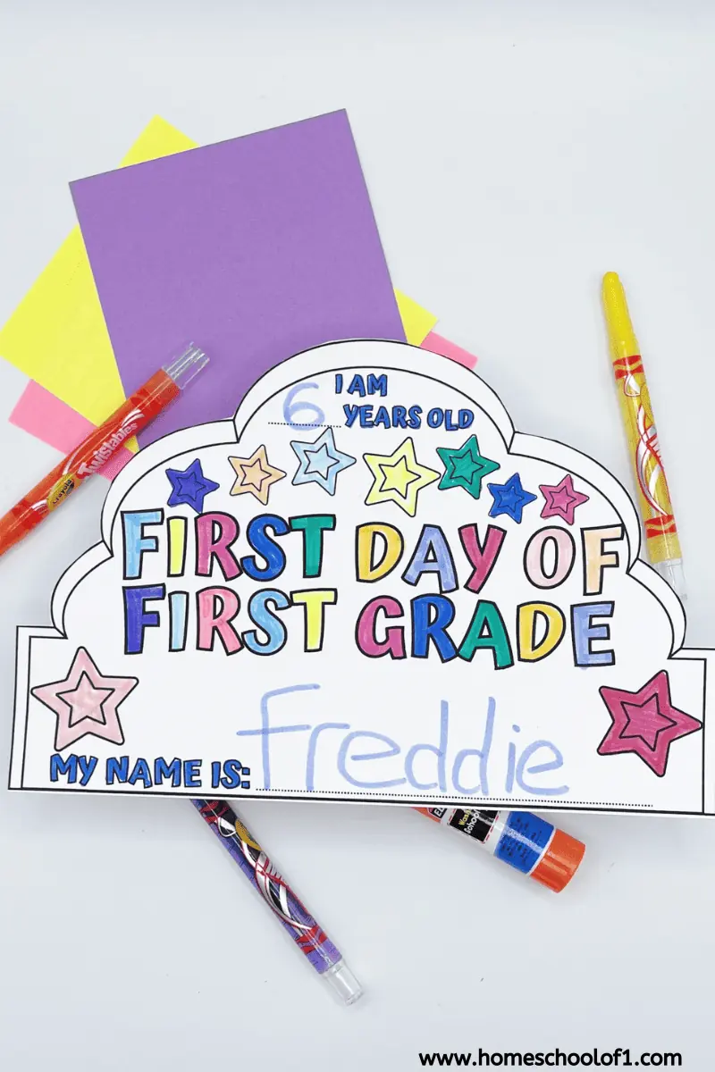 First Day Of School Crowns Printable free Homeschool Of 1