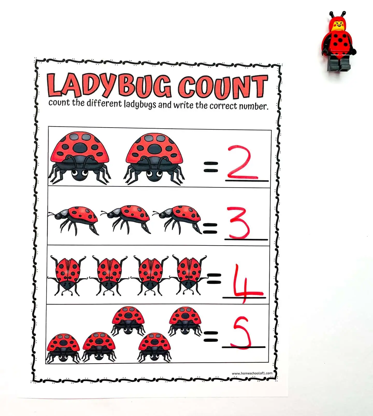 ladybug counting worksheet