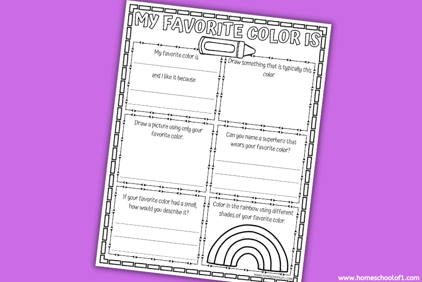 My Favorite Color Worksheet (free printable) - Homeschool of 1