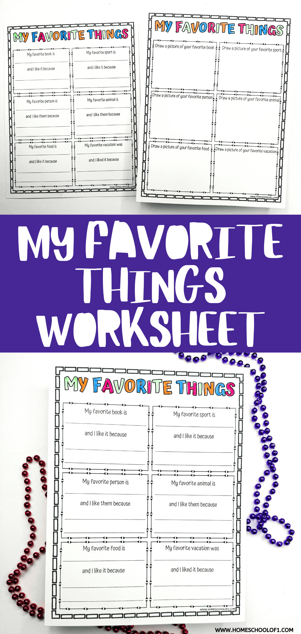 Free My Favorite Things Worksheet