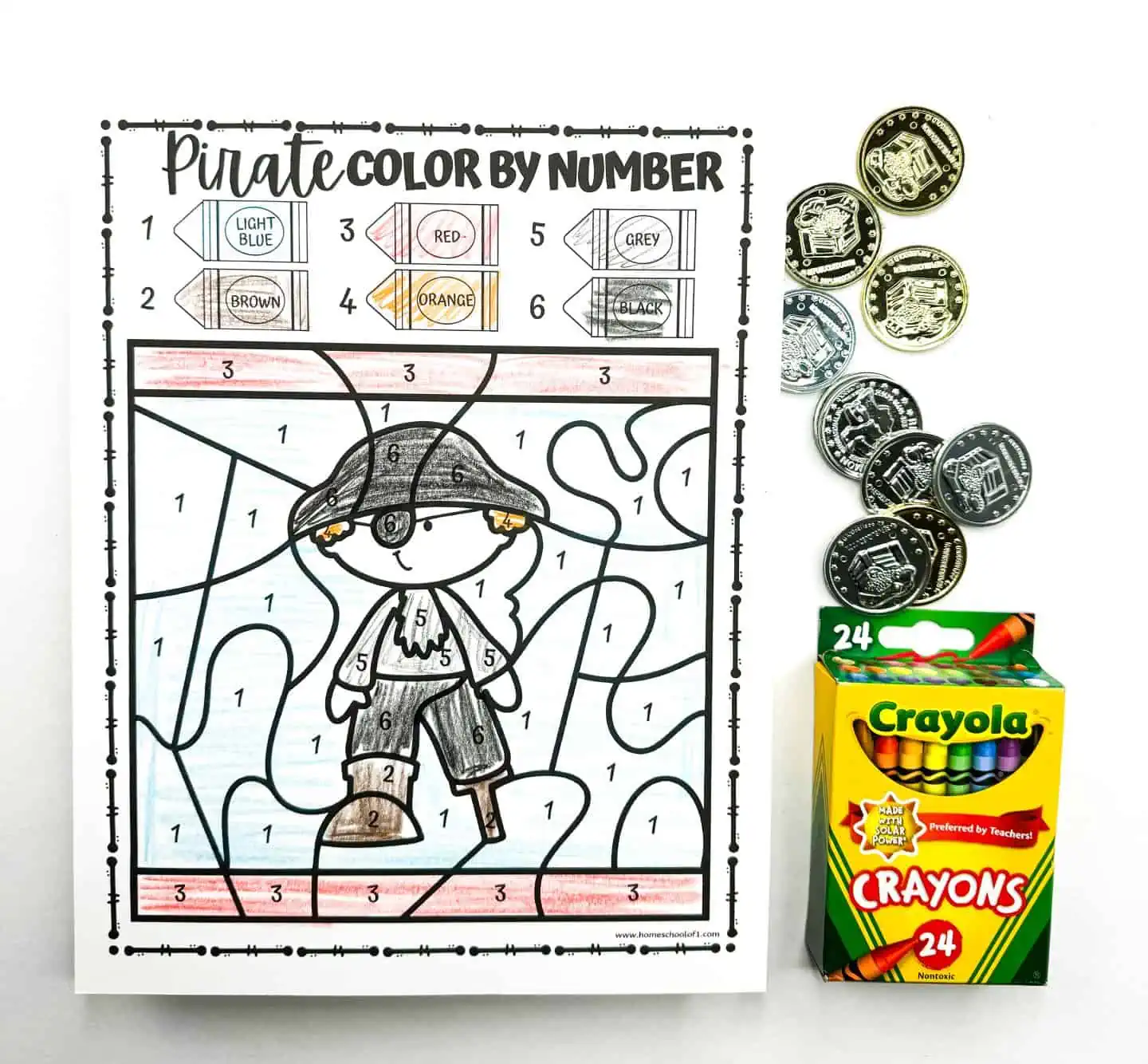 pirate color by number printable