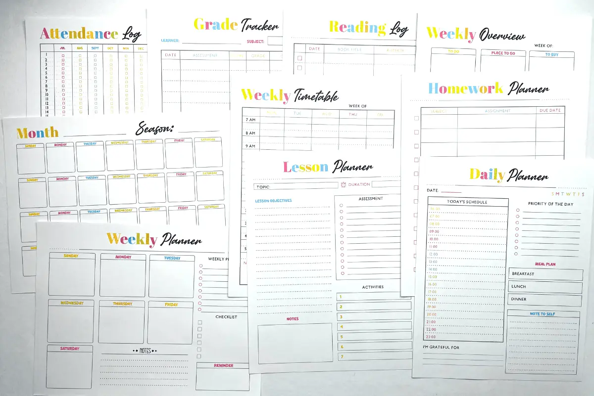 printable homeschool planner