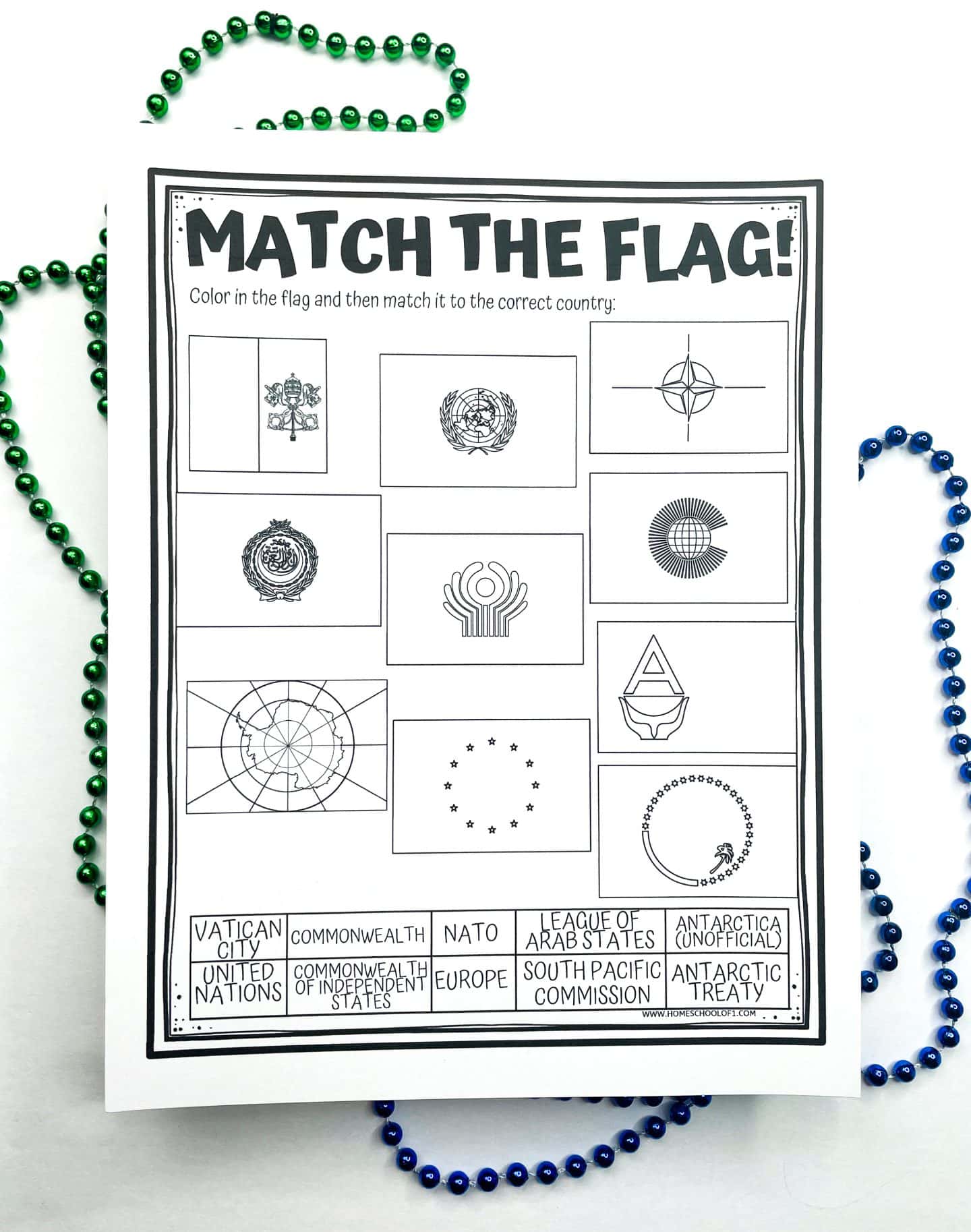 flags of the world worksheet