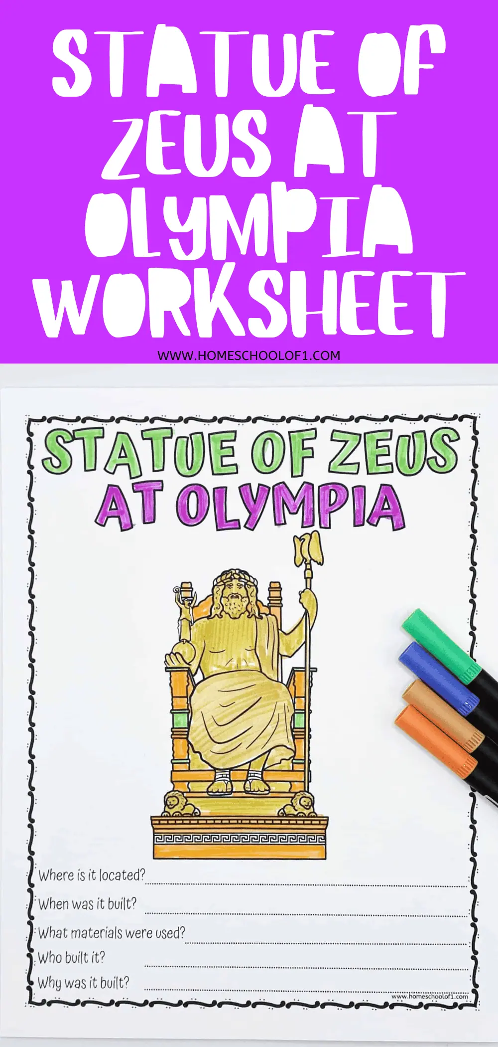 free Statue of Zeus at Olympia Worksheet