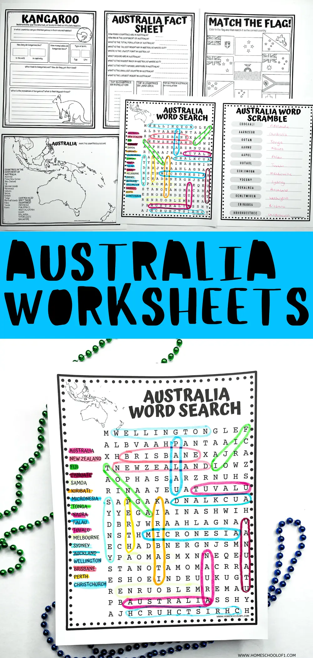 australia continent worksheets