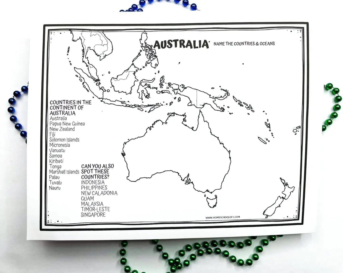 australia map worksheet