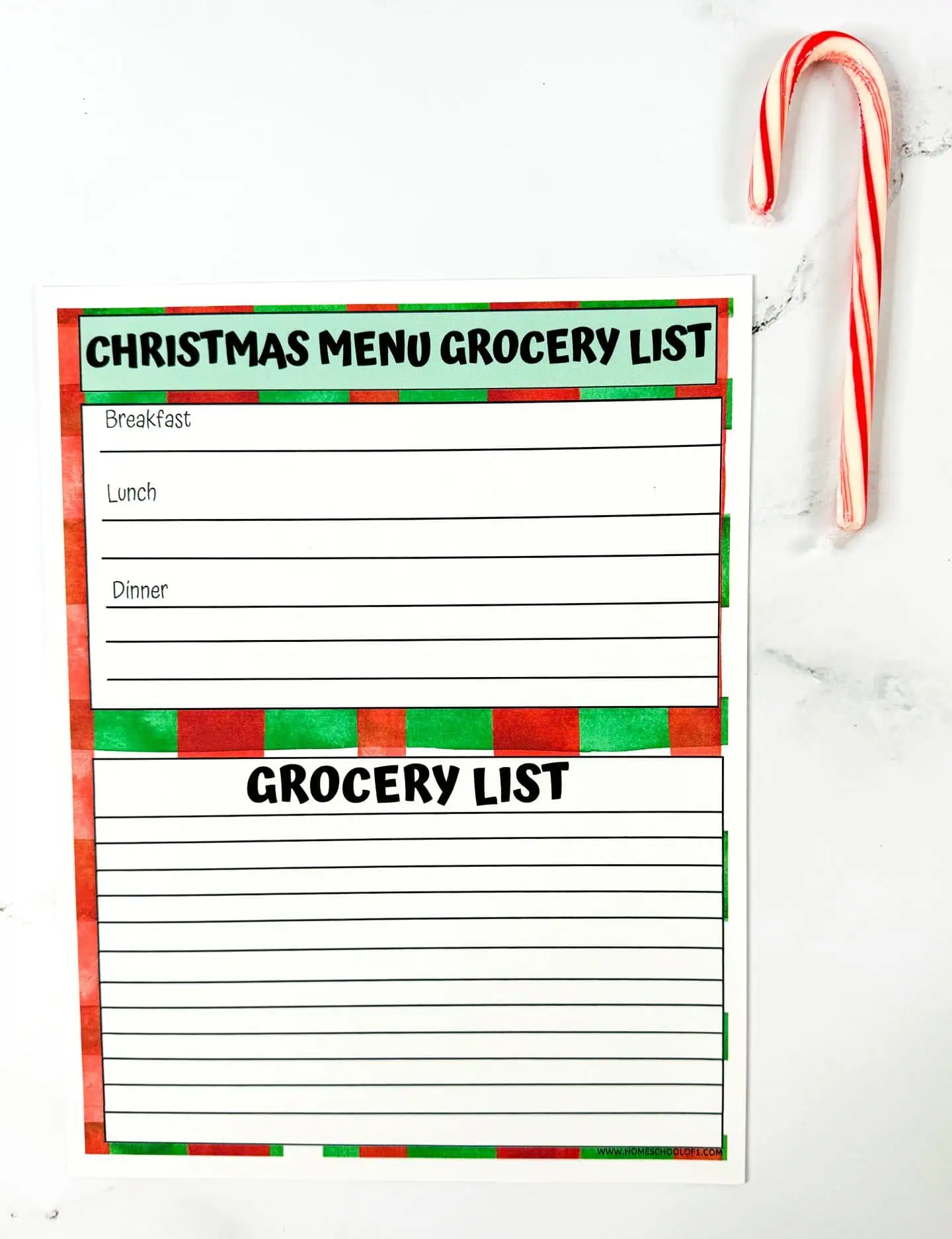 christmas menu grocery list