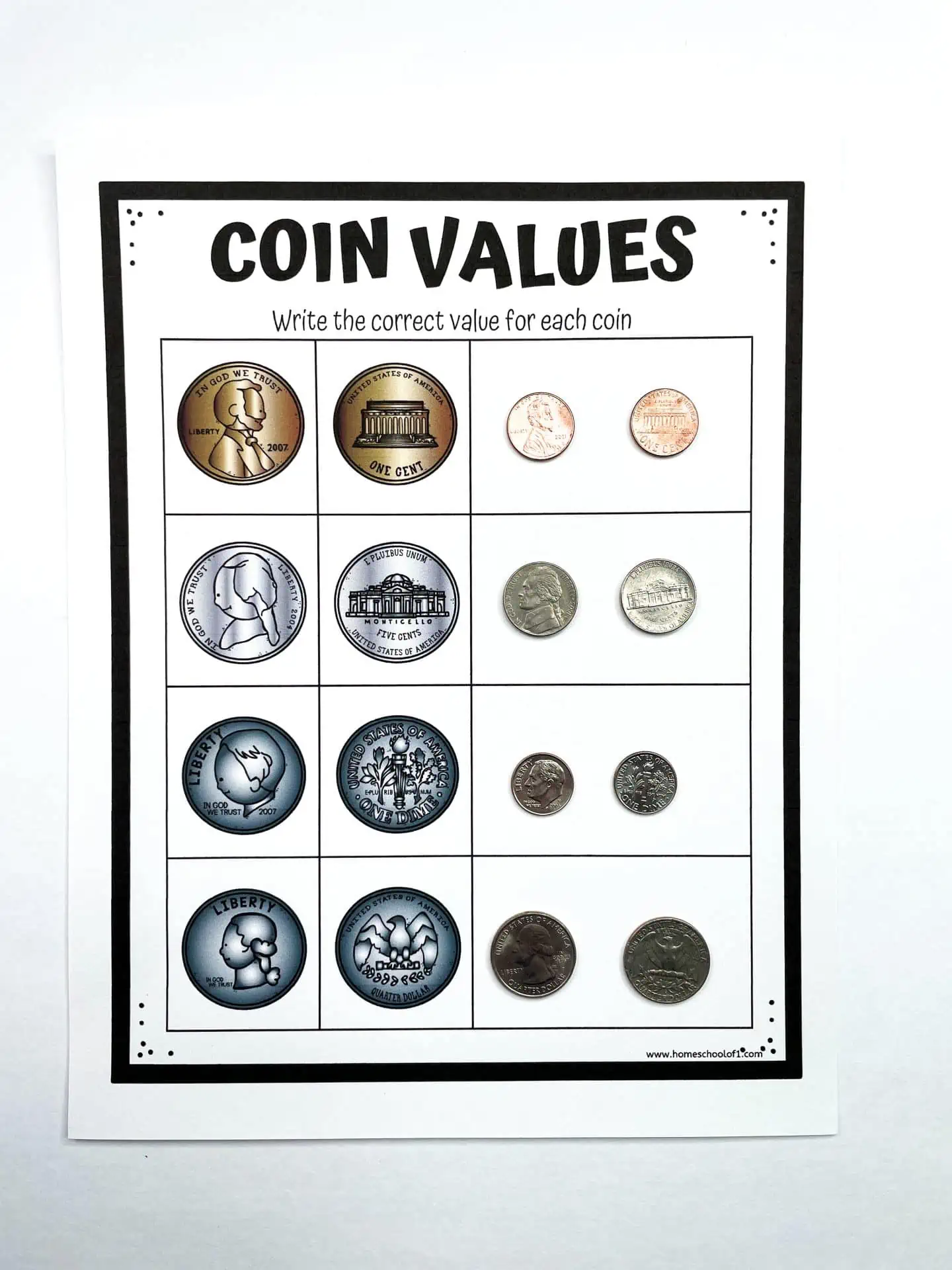 coin worksheets for kindergarten