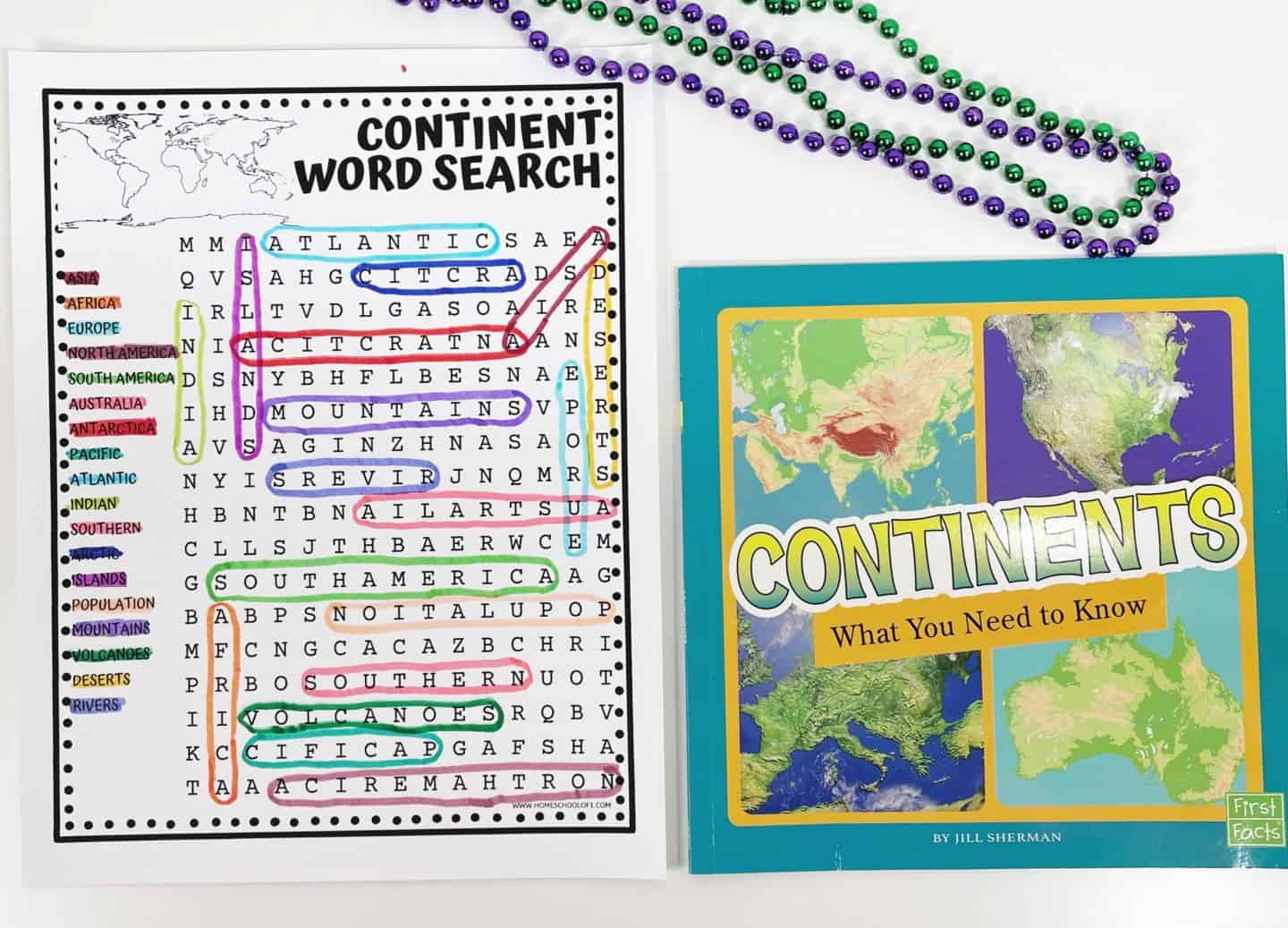 continent word search