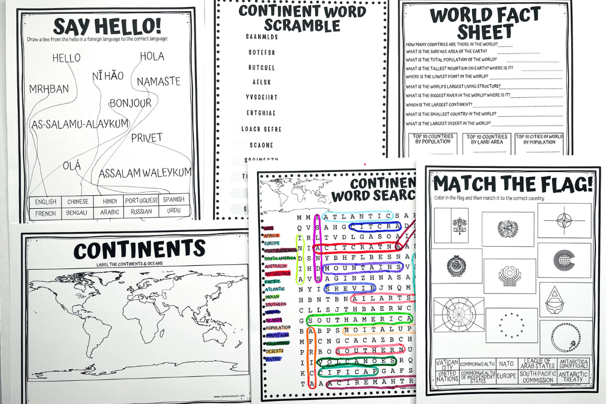 Free Printable Continents Worksheet for Kids