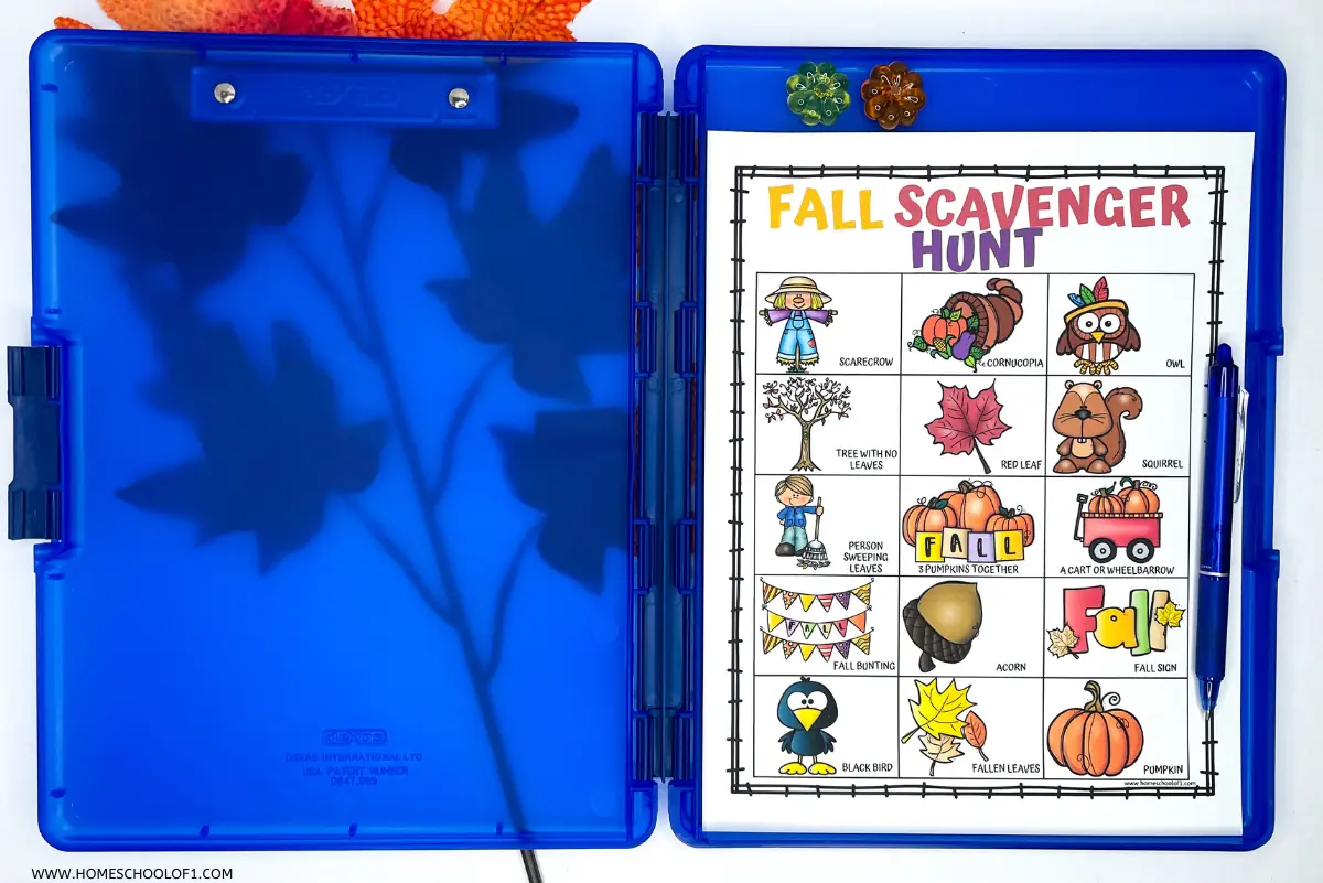 fall scavenger hunt printable