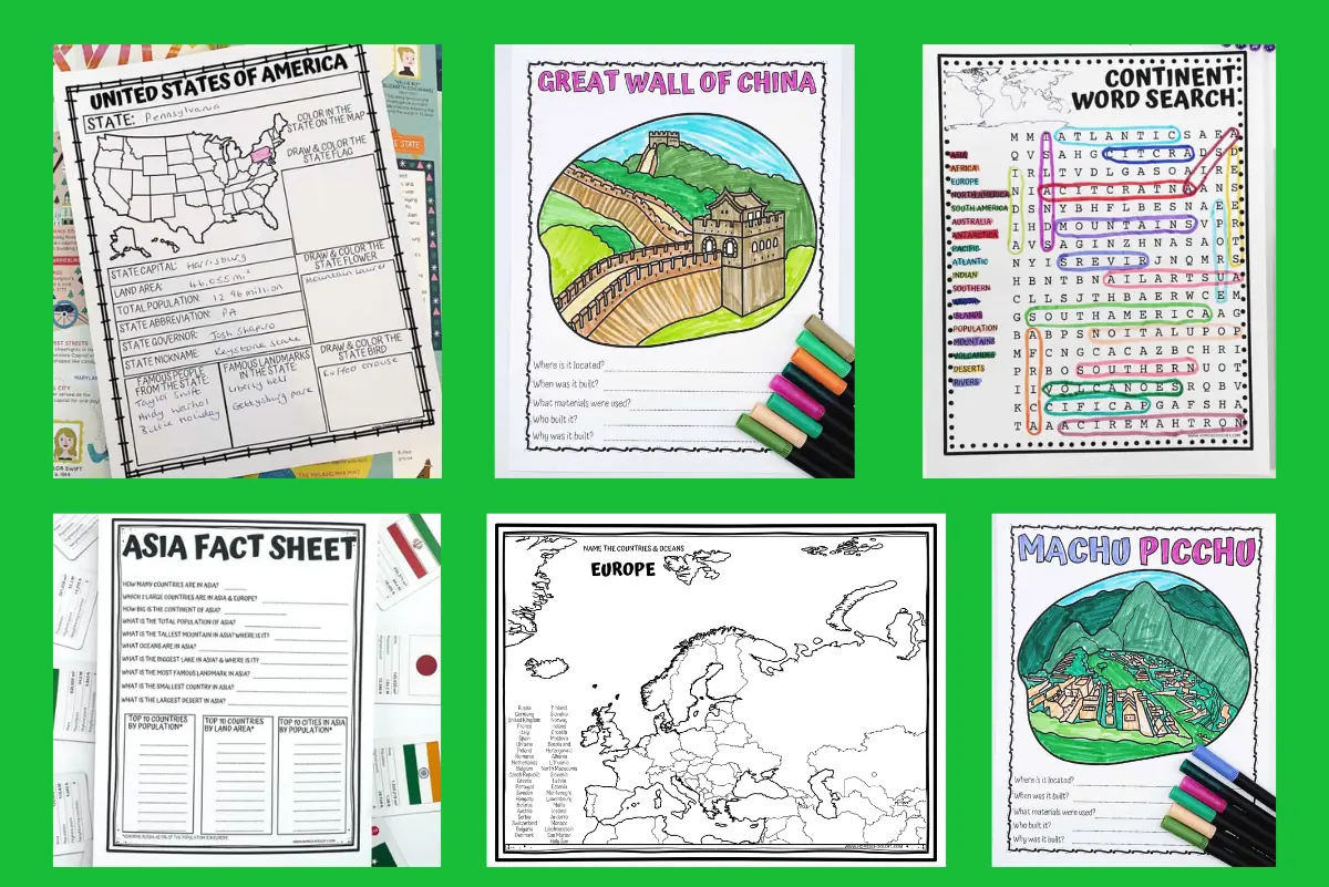 free printable geography worksheets