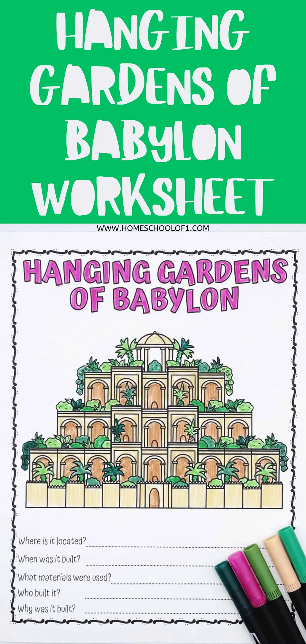 hanging gardens of babylon free printable