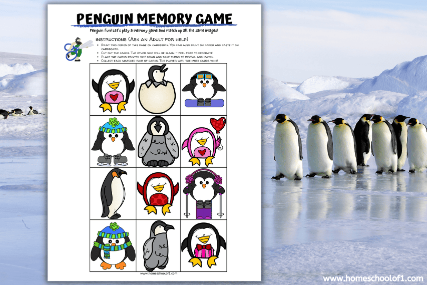 Free Penguin Memory Game Printable