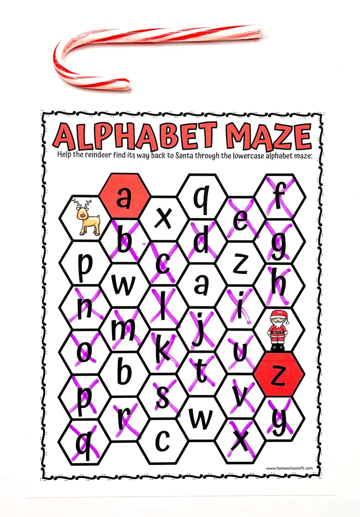 reindeer alphabet maze