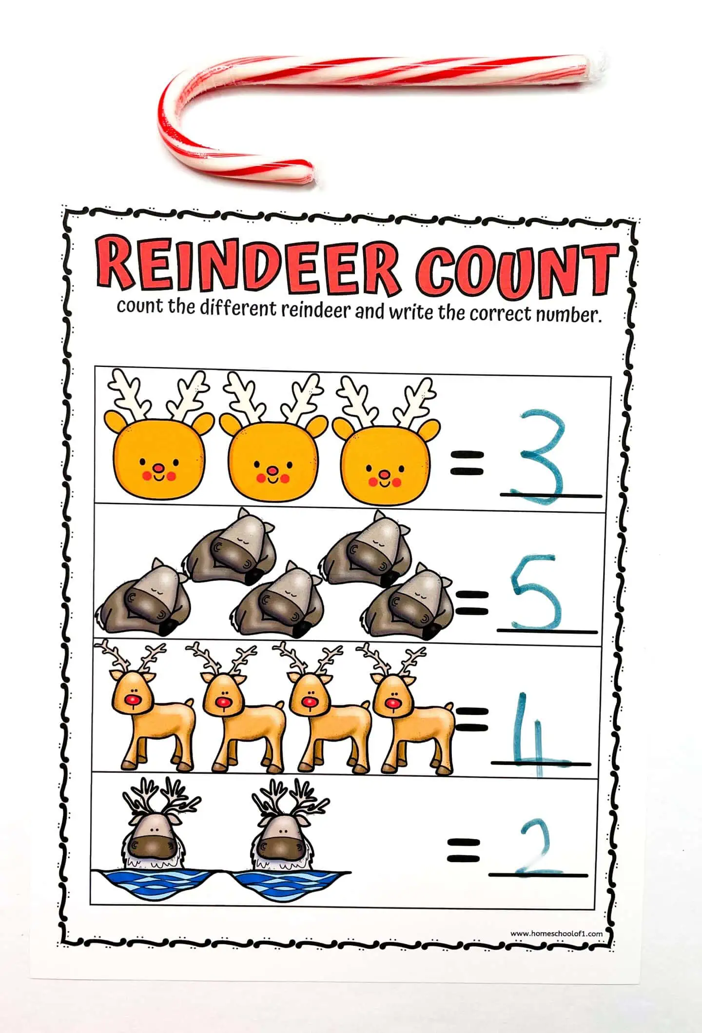 Reindeer Worksheets for Preschoolers (Free Printables)