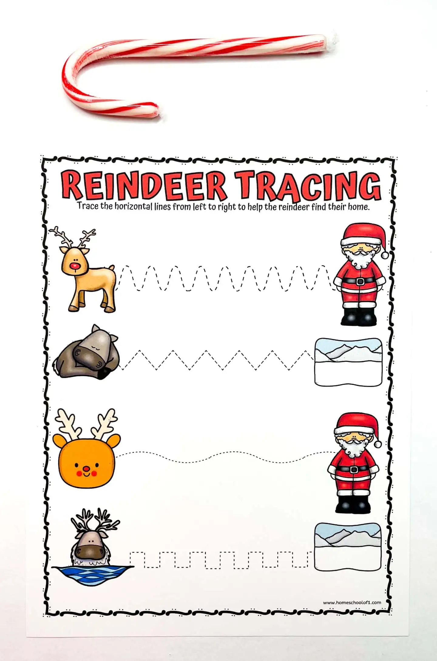 reindeer tracing worksheet