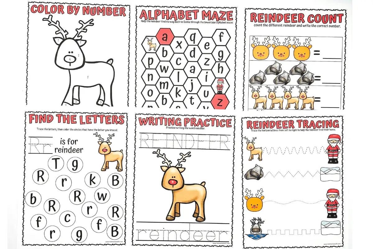 reindeer worksheets preschool