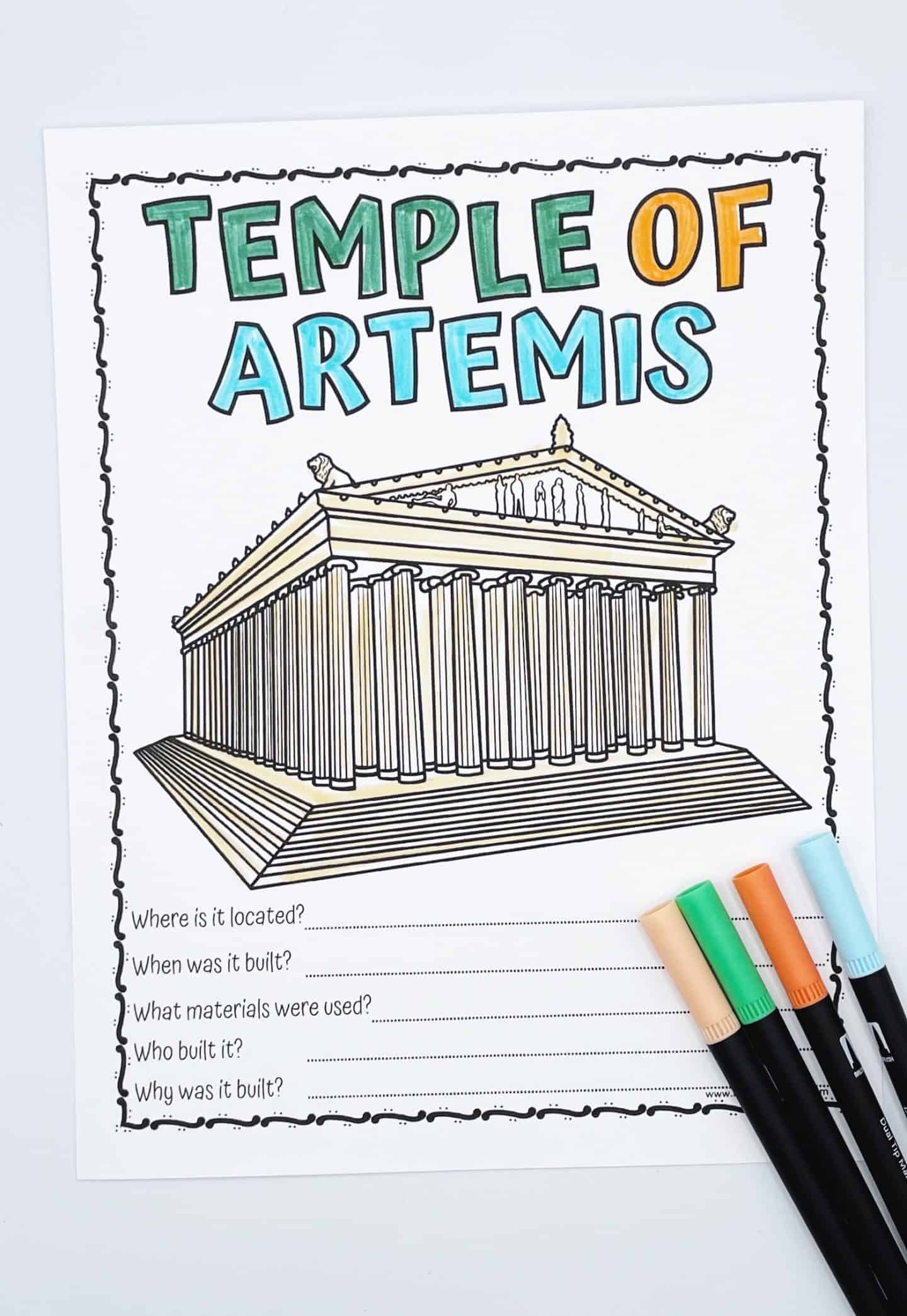 temple of artemis coloring page