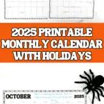 2025 printable monthly calendar with holidays