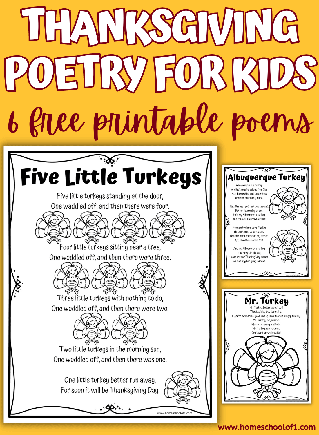 Thanksgiving Poetry for Kids (6 Free Printables)