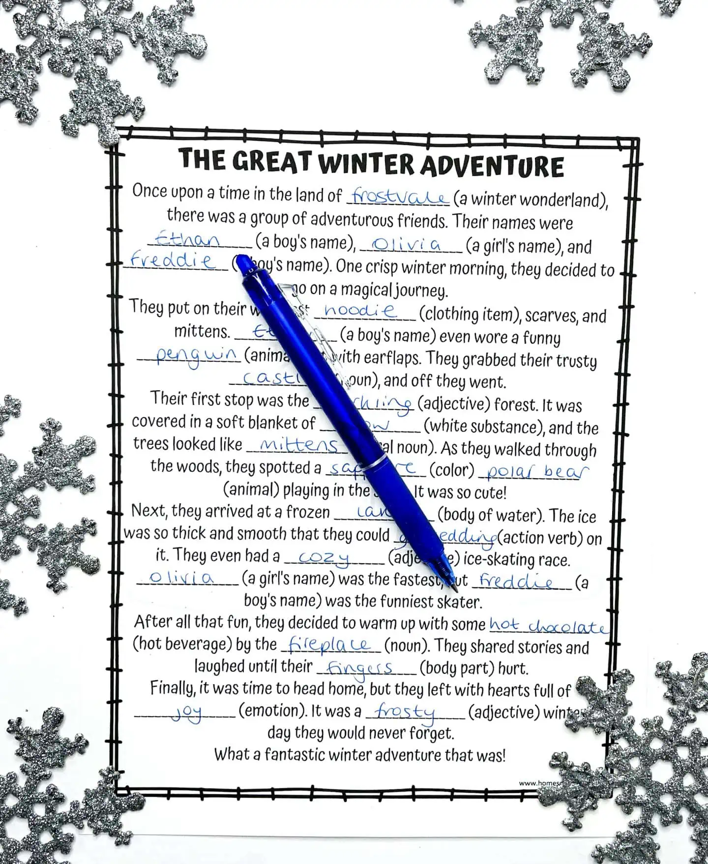 WINTER MAD LIBS