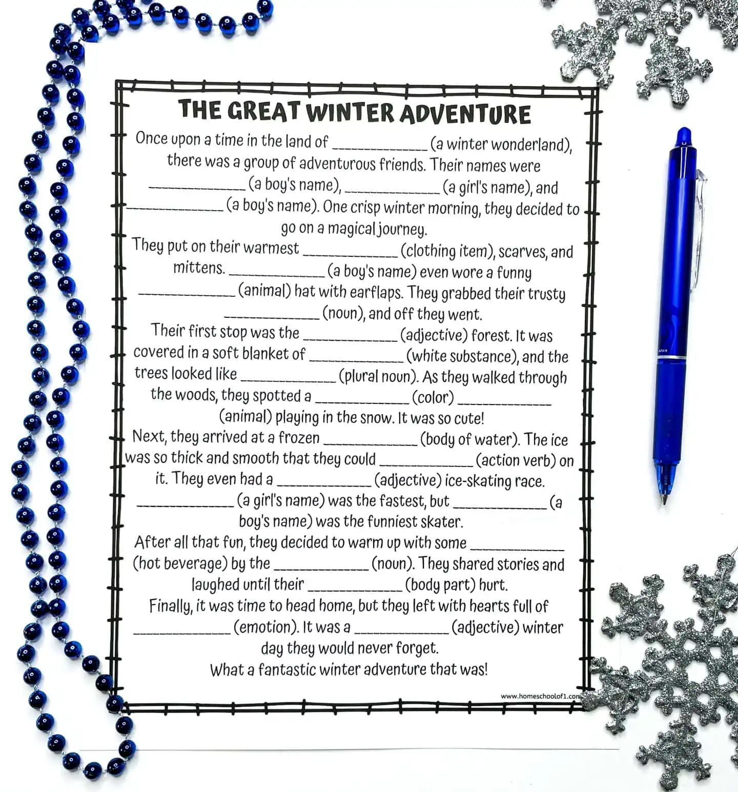 WINTER MAD LIBS PRINTABLE