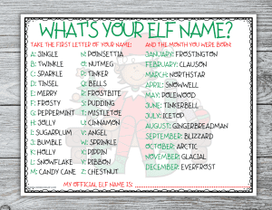 Christmas Elf Name Generator Printable (Free)