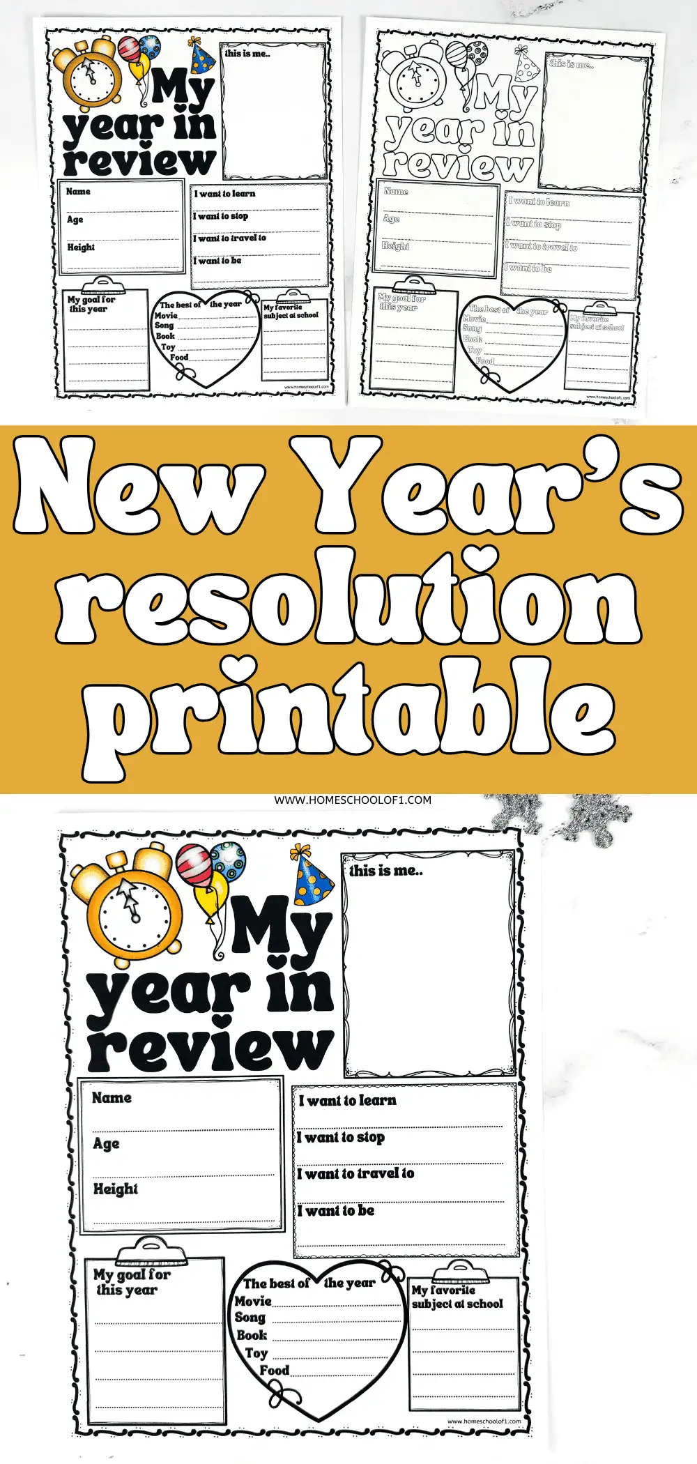 free new year's eve resolution printable for kids