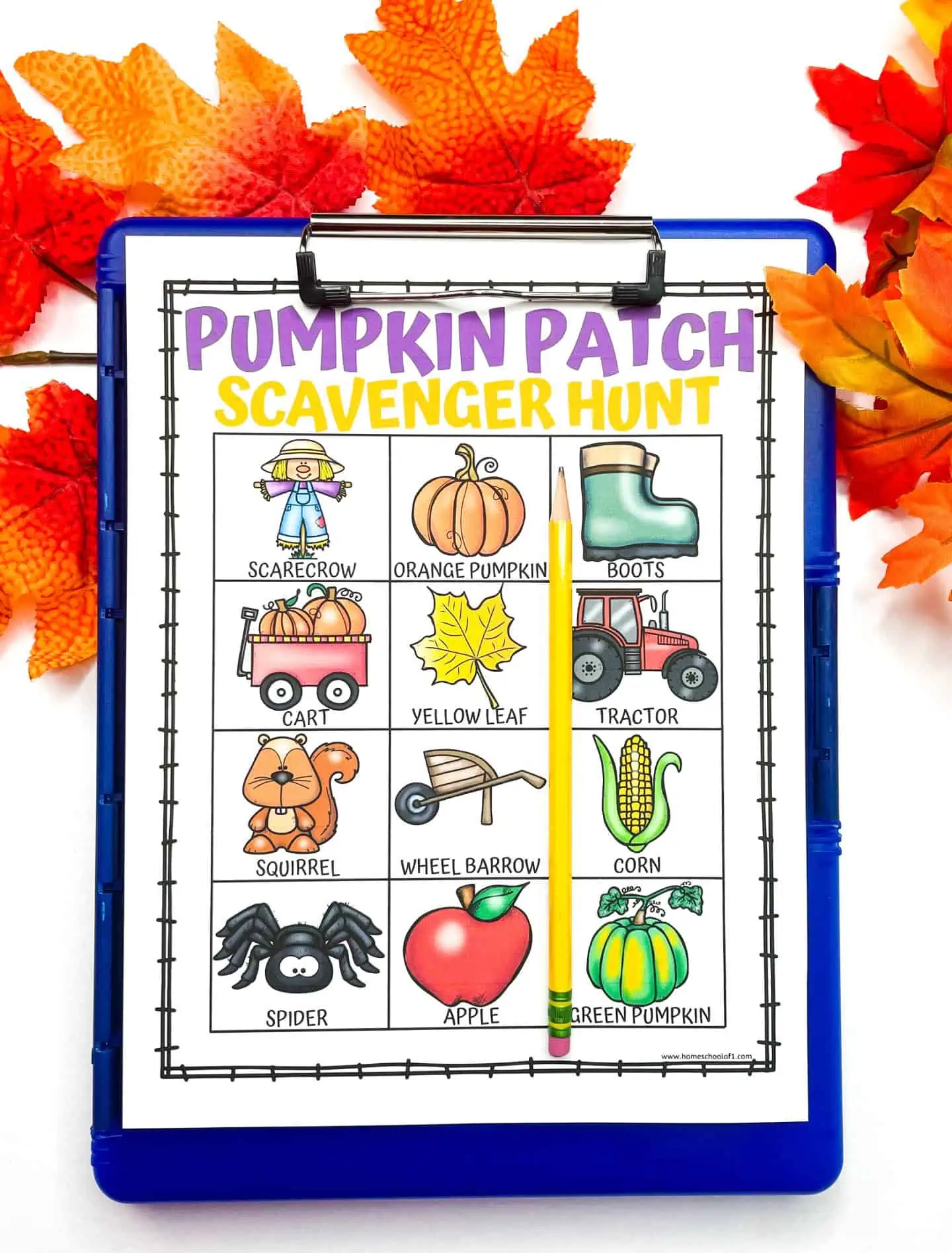 free pumpkin patch scavenger hunt printable