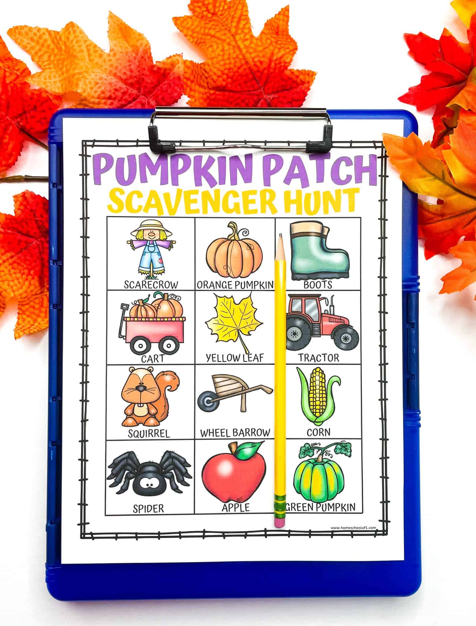 Free Pumpkin Patch Scavenger Hunt Printable