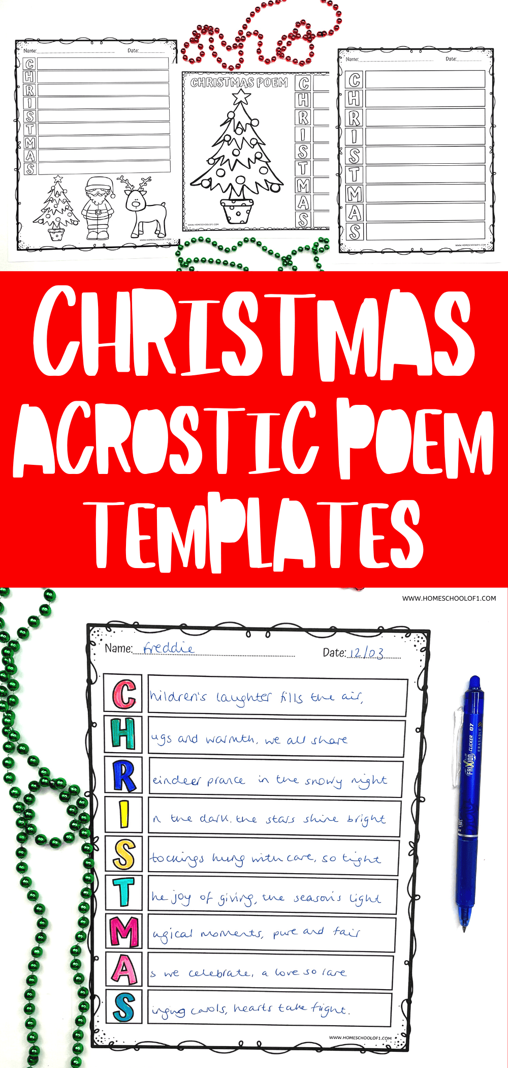 Free Christmas Acrostic Poem Template For Kids