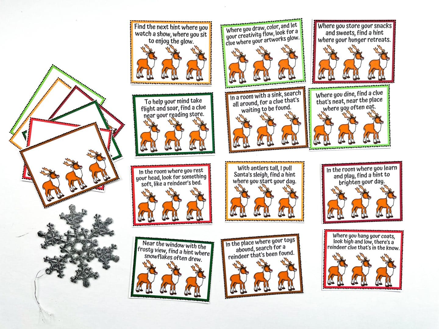 FREE REINDEER SCAVENGER HUNT CLUES PRINTABLE