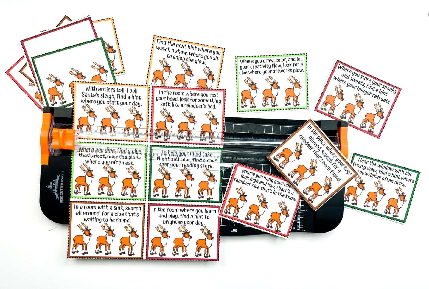 PRINTABLE REINDEER SCAVENGER HUNT CLUES FREE