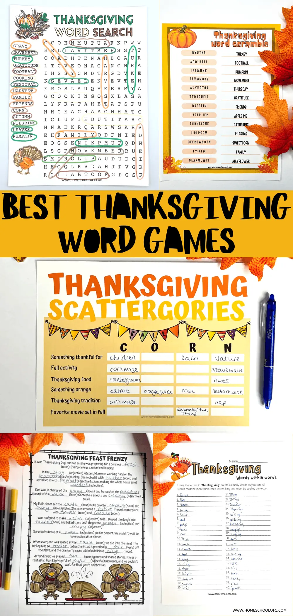 best thanksgiving word games