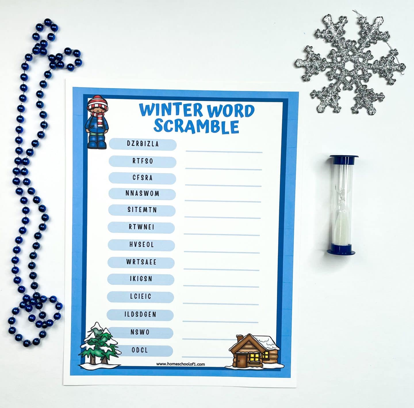 hard winter word scramble printable