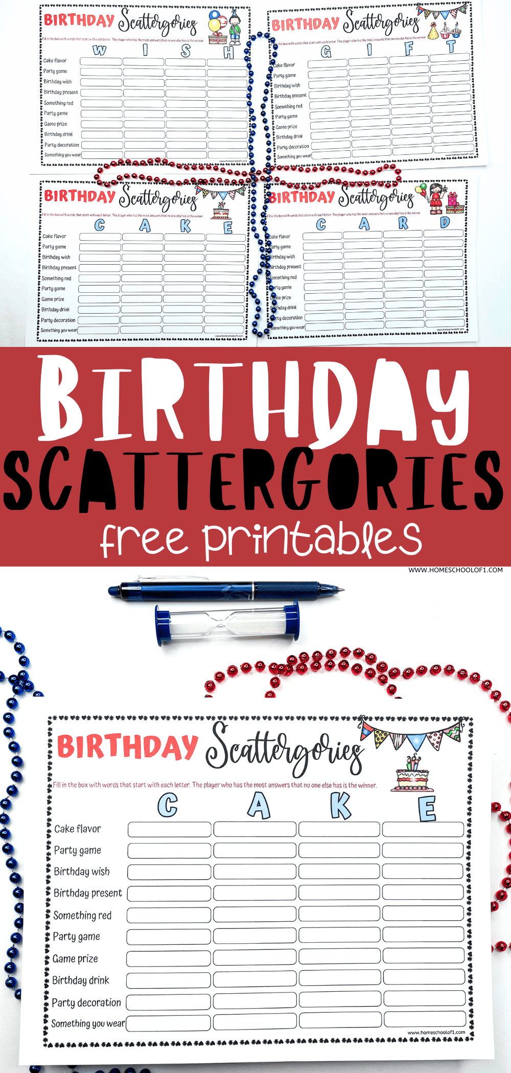 BIRTHDAY SCATTERGORIES PRINTABLE