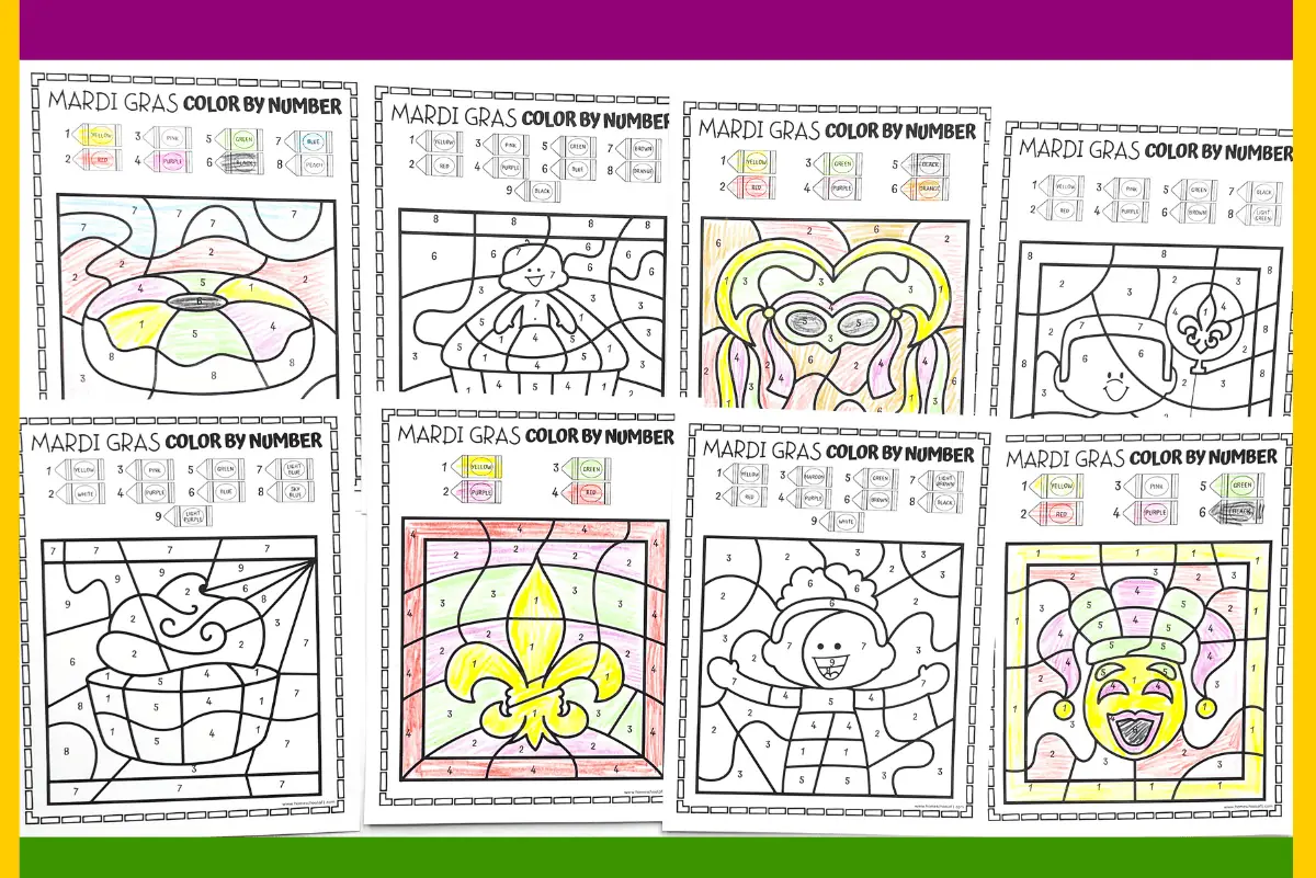 MARDI GRAS COLOR BY NUMBER PRINTABLES