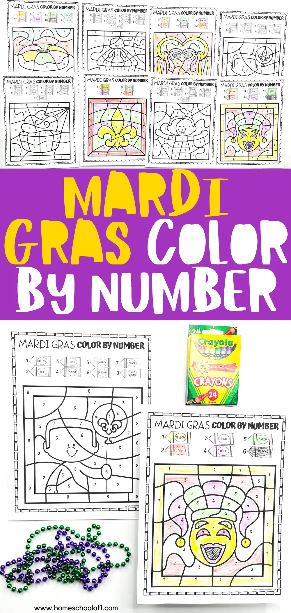 MARDI GRAS COLOR BY NUMBER