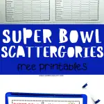 Super Bowl Scattergories Printable