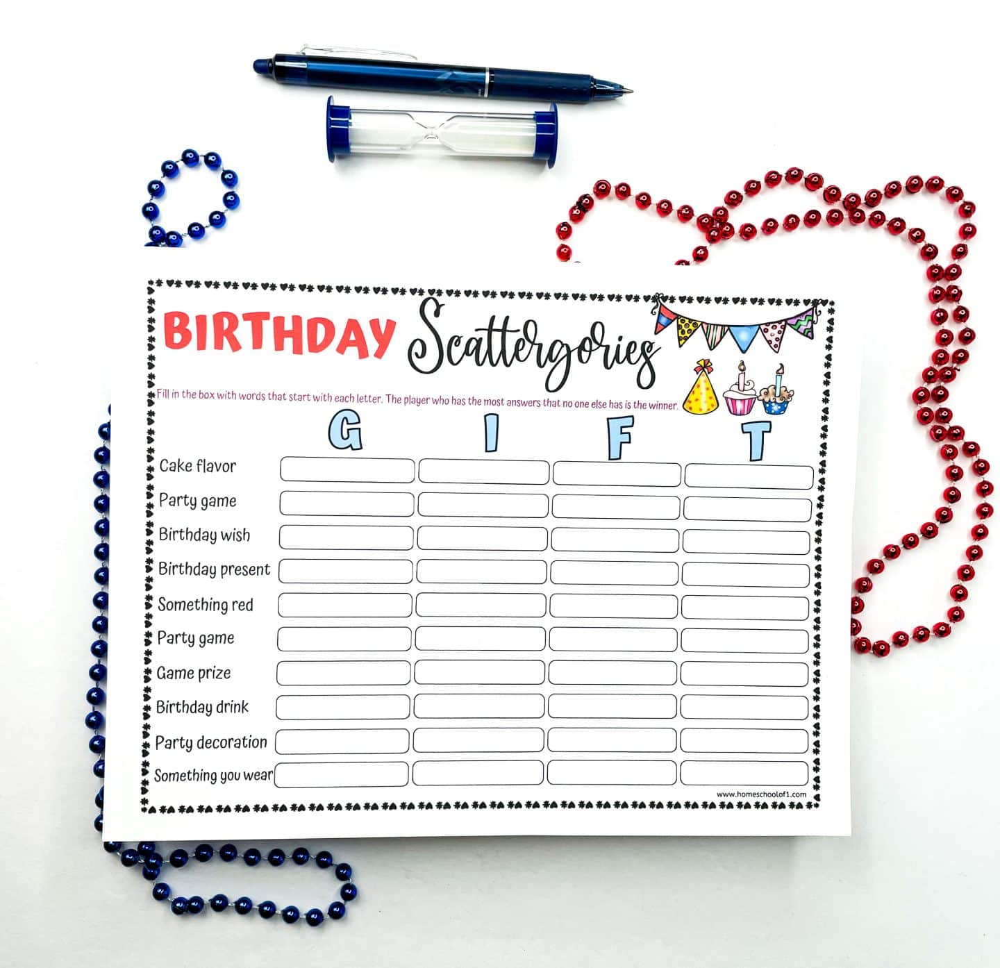 birthday scattergories free printable