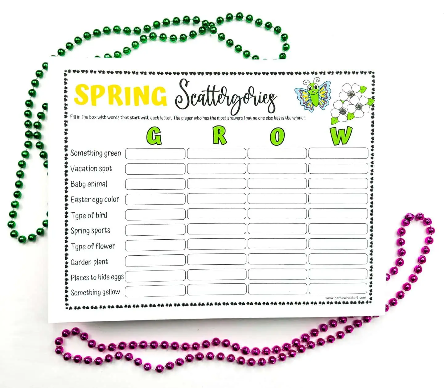 grow scattergories printable